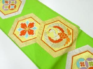 アンティーク　亀甲に鳳凰・華紋模様織出し袋帯（材料）